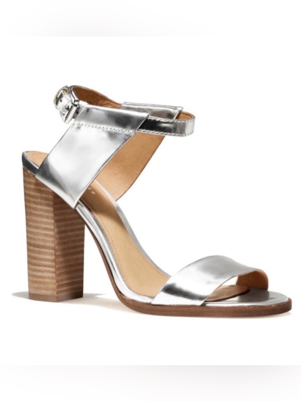 Coach Metallic Silver Mirror Lexey 
Sandals Women’s Size: 7B